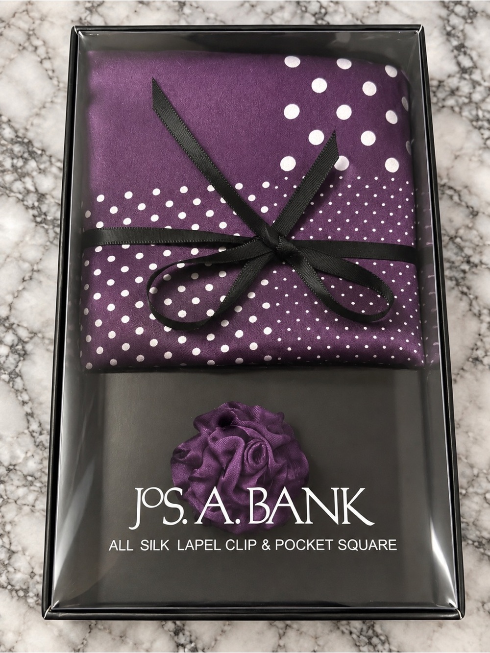 Men Jos. A. Bank Women's Purple Silk Pocket Square & Lapel Clip